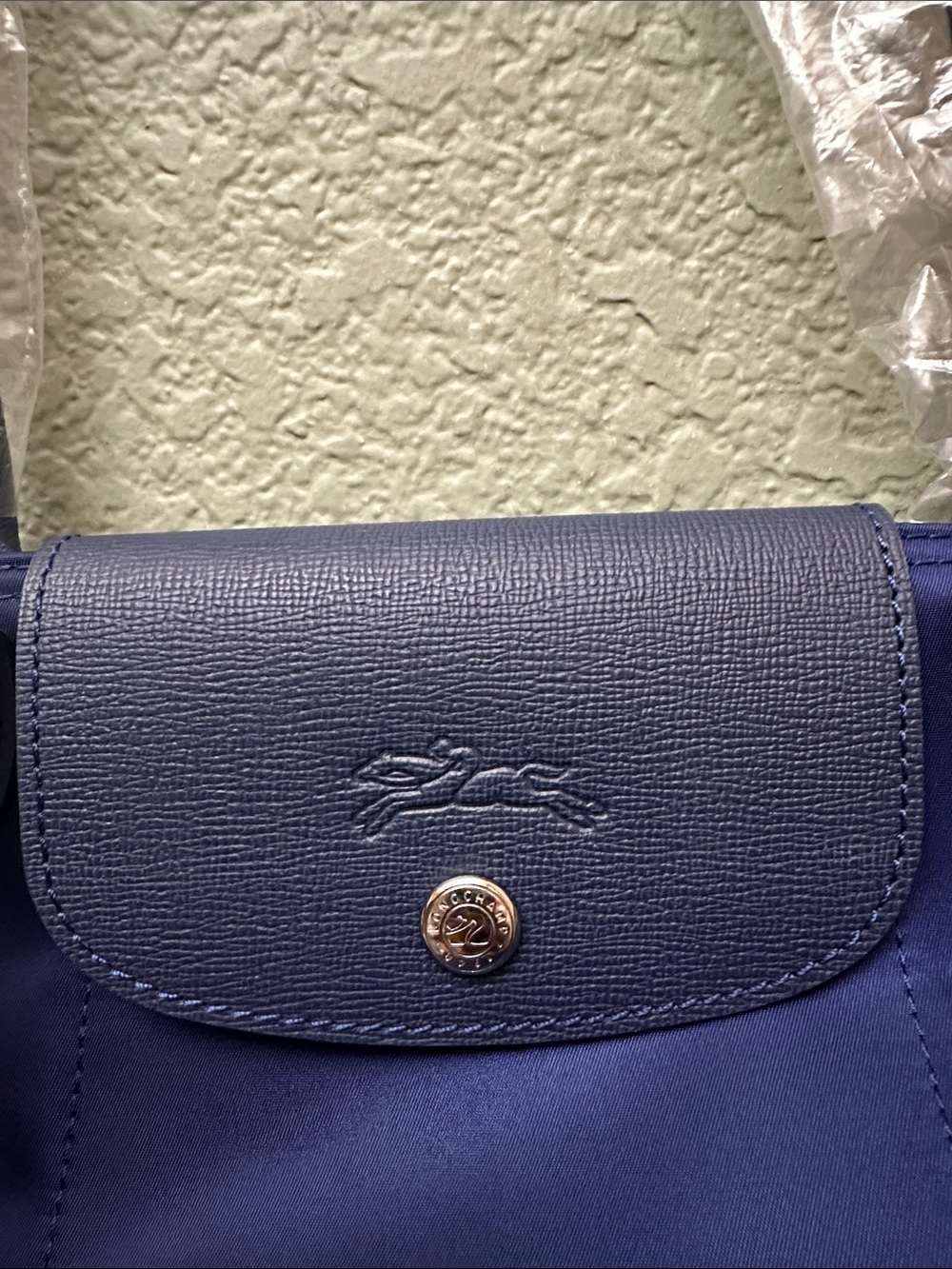 Longchamp Royal Blue Le Pliage Tote with Navy Trim cowhide leather - Picture 3 of 13